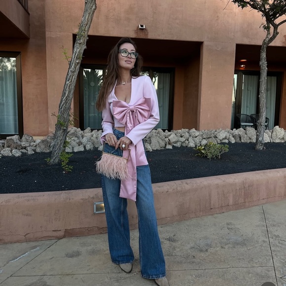 🦋 Bloggers Favorite 🦋 NWT Zara Crop Satin Effect Blazer Size M - Picture 9 of 16